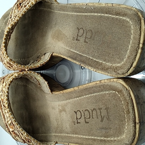 Vintage 1990s Y2K Mudd Wedge Sandals square toe chunky 8M - Picture 6 of 8